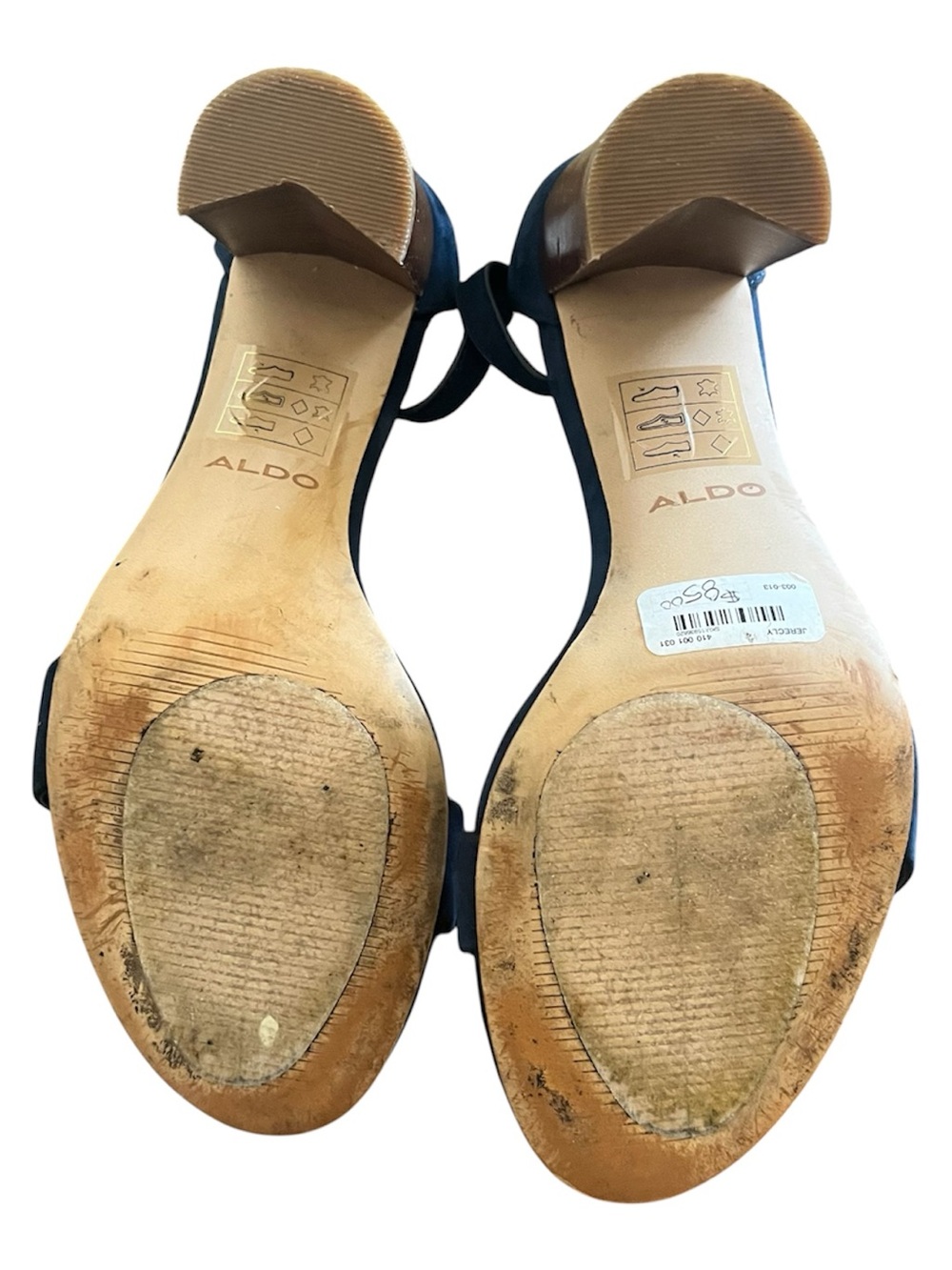 ALDO Jerayclya Navy Blue Suede Block Heel Sandals Size - Picture 6 of 7